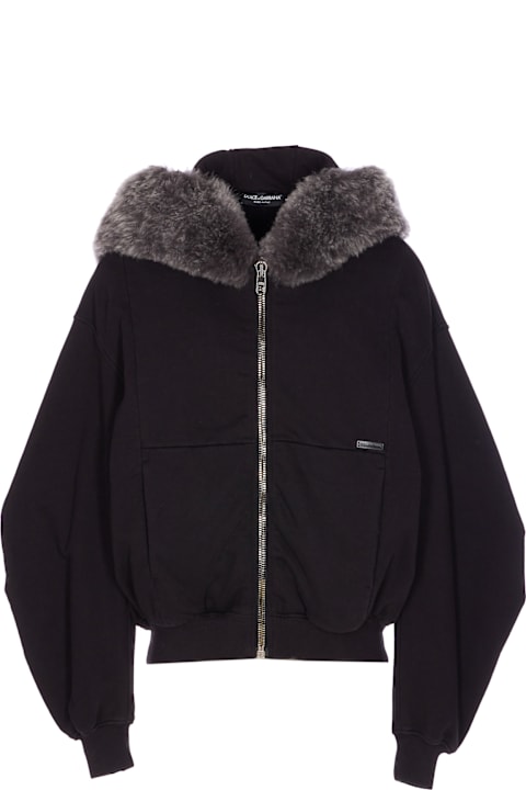 Dolce & Gabbana for Homeware Dolce & Gabbana Hooded Sweatshirt With Fur Edge