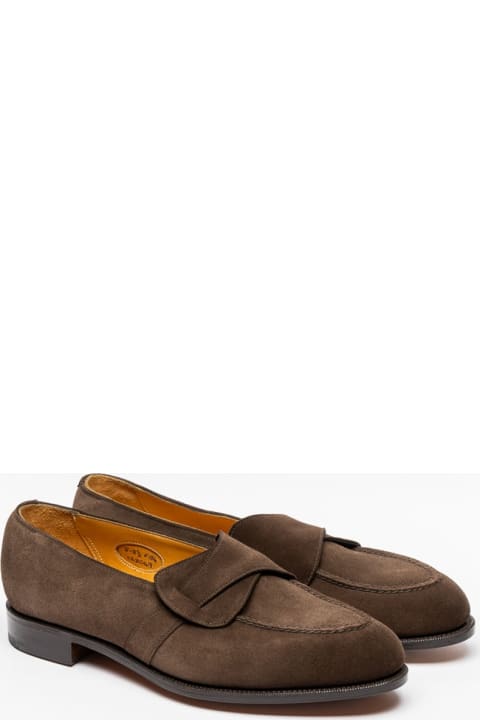 Loafers & Boat Shoes for Men Edward Green Brown Suede Crossed Strap Loafer