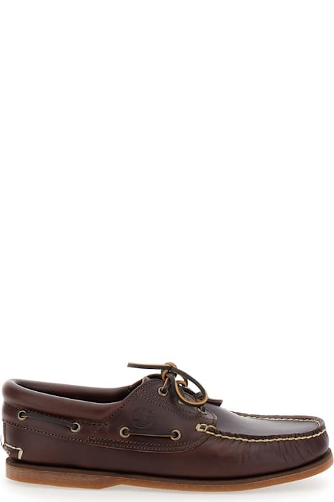 Timberland Shoes for Men Timberland Brown Boat Loafers With Two-tone Laces In Leather Man