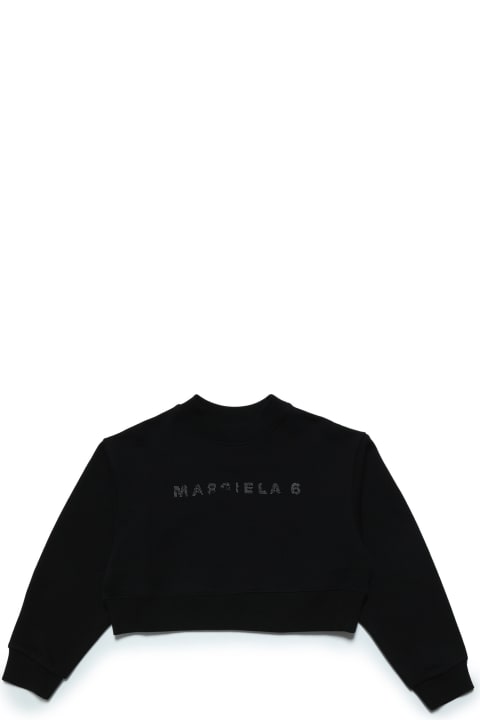 Maison Margiela Sweaters & Sweatshirts for Girls Maison Margiela Mm6s64u Sweat-shirt Maison Margiela Cotton Ccrew-neck Cropped Sweatshirt With Rhinestone Logo