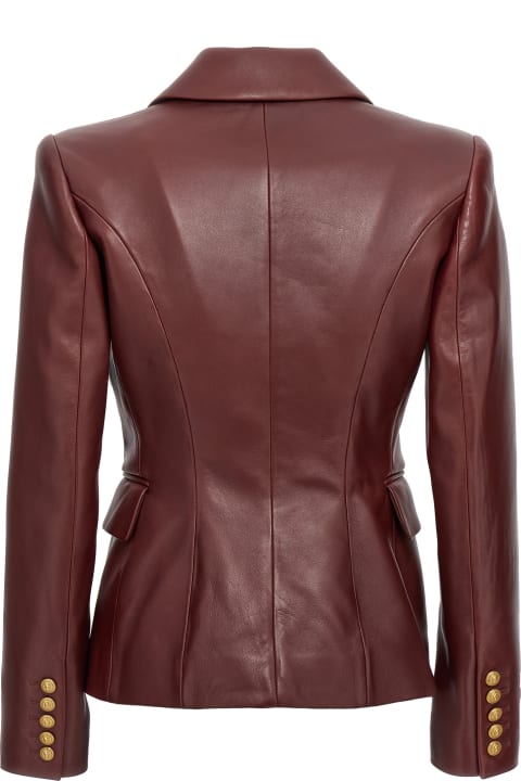 Balmain Clothing for Women Balmain Double-breasted Leather Blazer