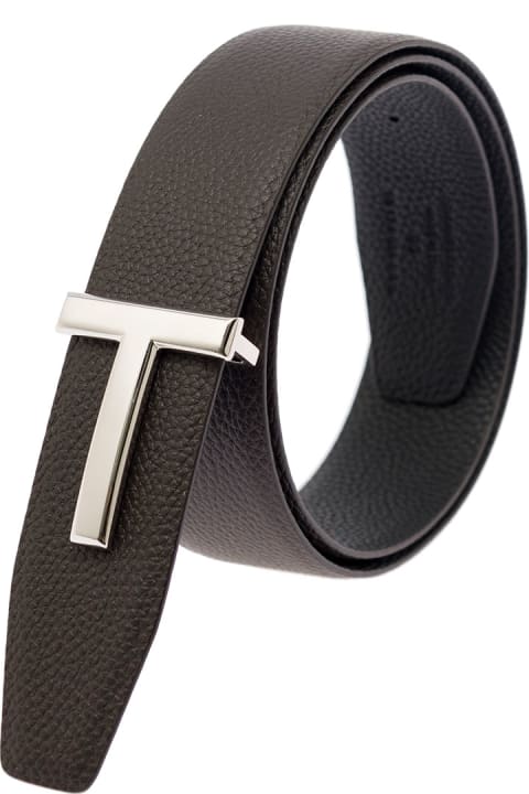 Tom Ford Man Reversible Bicolor Leather T-belt