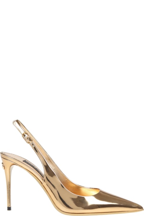 ウィメンズ Dolce & Gabbanaのシューズ Dolce & Gabbana Slingback In Gold Mirror Leather