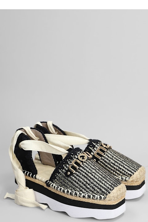 Mou Shoes for Women Mou Espa Sandal Espadrilles In Black Raffia
