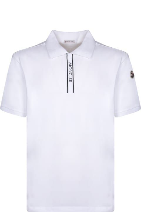 Moncler Topwear for Men Moncler Front Logo White Polo Shirt