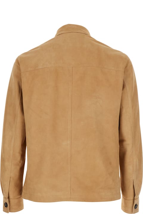 Tagliatore Coats & Jackets for Men Tagliatore Beige Jacket With Classic Collar In Suede Man