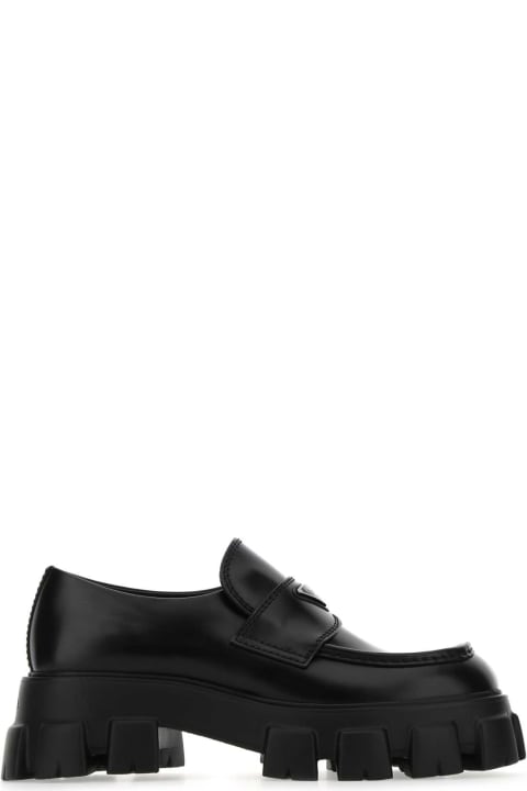 Loafers & Boat Shoes for Men Prada Black Leather Monolith Loafers