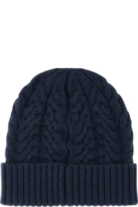 ウィメンズ Moorerの帽子 Moorer Navy Blue Cashmere Maria Beanie Hat