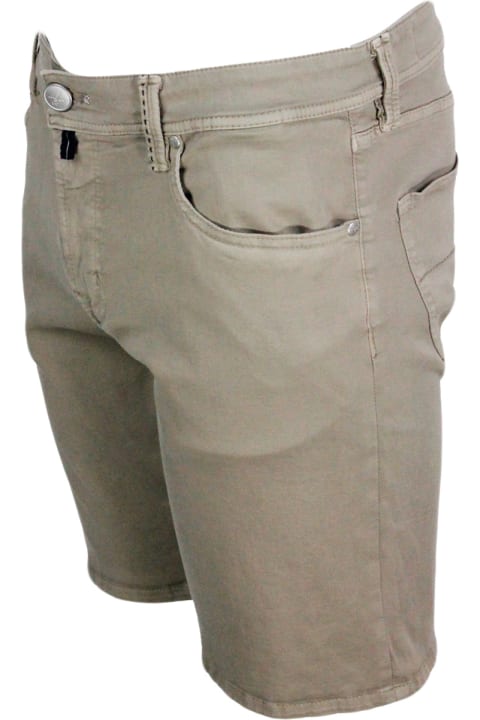 Sartoria Tramarossa Clothing for Men Sartoria Tramarossa Ascanio Slim Bermuda Shorts In Super Stretch Cotton Gabardine With 5 Pockets And Tailored Stitching