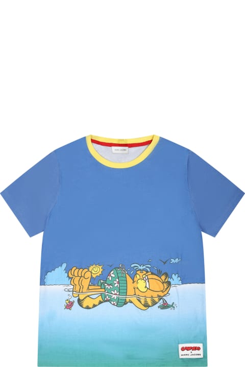 Fashion for Women Marc Jacobs Light Blue T-shirt For Boy With Grafield Print