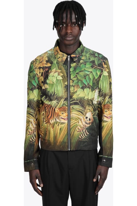 Tencel Linen Zip Through Blouson Jacket All-over forest printed blouson with zip
