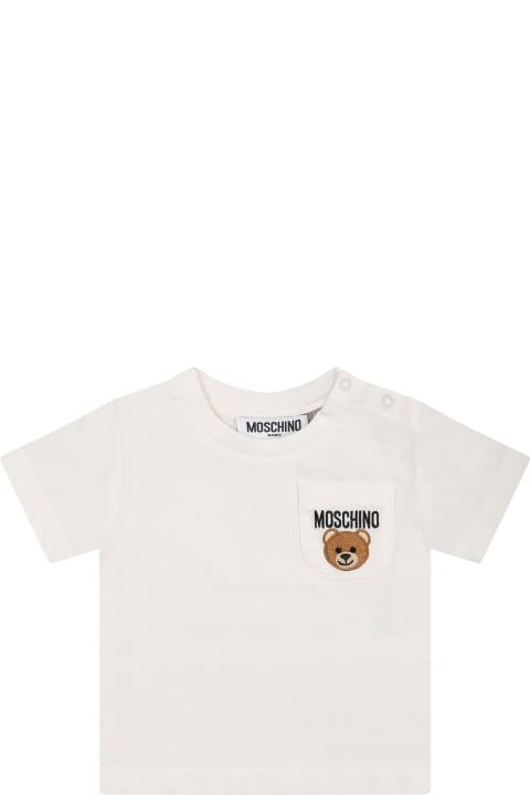 Moschino for Kids Moschino White T-shirt For Baby Kids With Teddy Bear