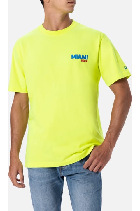 Fashion for Men MC2 Saint Barth Man Cotton T-shirt With Miami Beach Postcard Placed Print