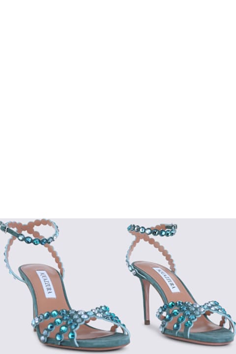 Aquazzura Turquoise Leather Tequila Sandals 85