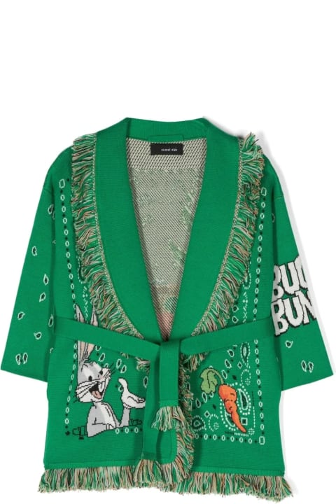 Fashion for Men Alanui Green Bugs Bunny Bandana Cardigan