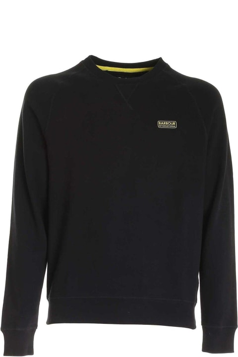 メンズ Barbourのフリース＆ラウンジウェア Barbour Logo Detailed Long Sleeved Crewneck Sweatshirt