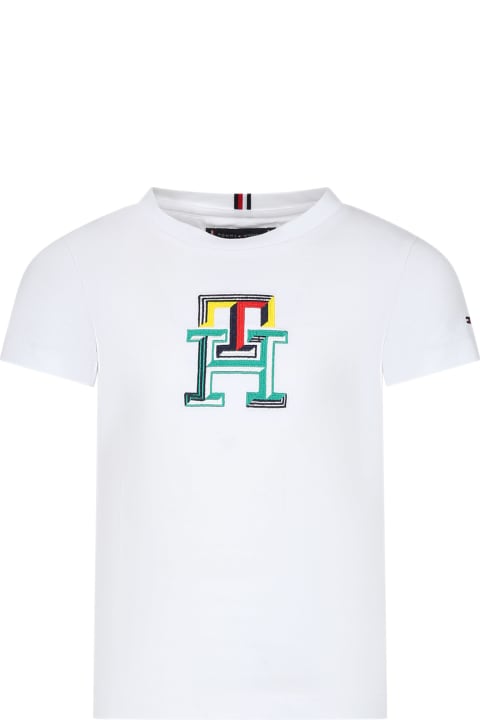 Tommy Hilfiger T-Shirts & Polo Shirts for Boys Tommy Hilfiger White T-shirt For Boy Wuth Logo