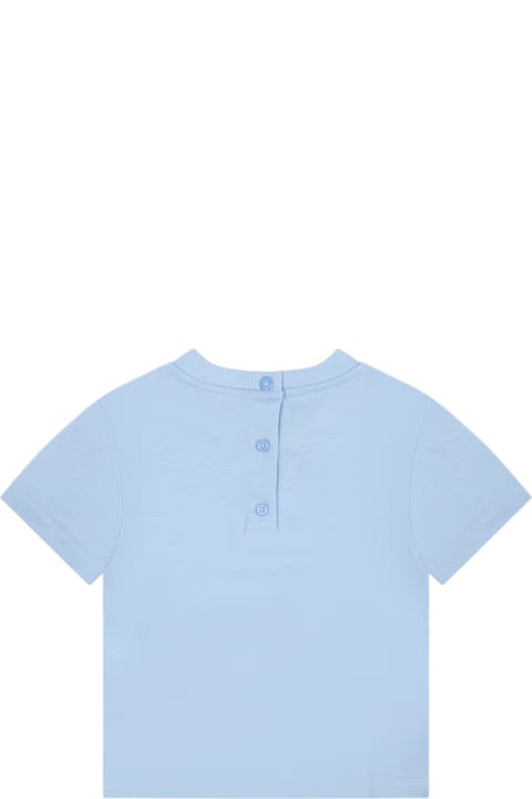 Topwear for Baby Girls Fendi Light Blue T-shirt For Baby Boy With Ff