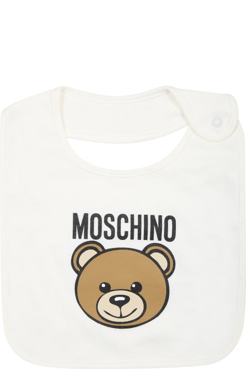 Sale for Baby Boys Moschino White Set For Baby Kids With Teddy Bear