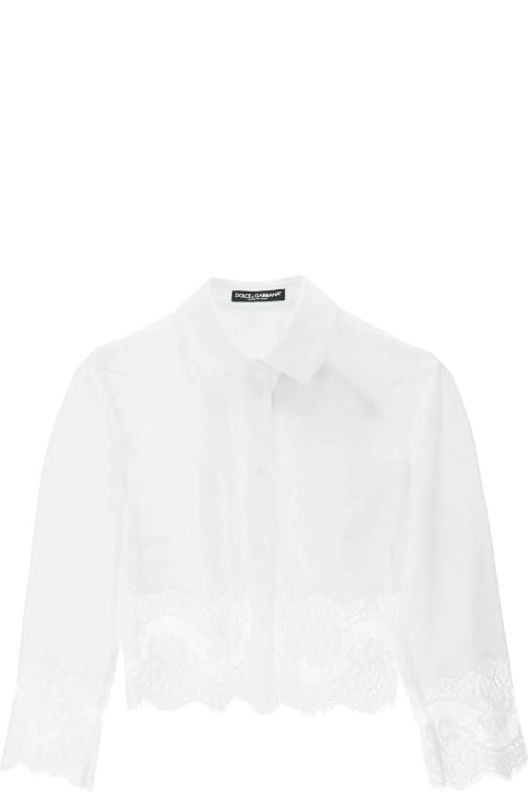Cropped Shirt With Lace Trimming
