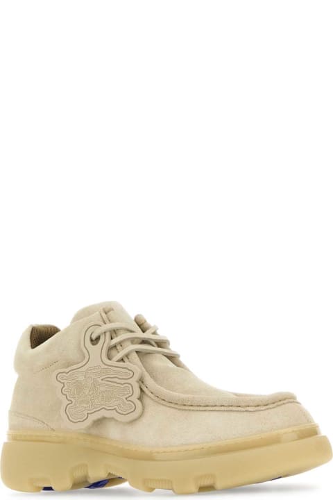 Laced Shoes for Women Burberry Sand Suede Creeper Lace-up Shoes