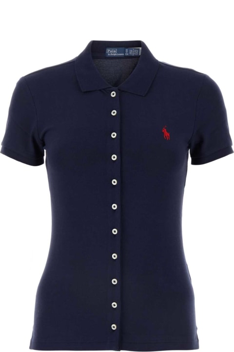 Polo Ralph Lauren Topwear for Women Polo Ralph Lauren Navy Blue Stretch Piquet Polo Shirt
