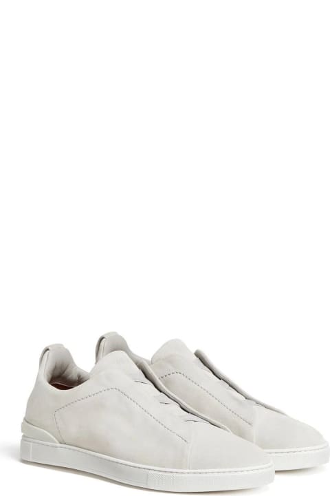 Zegna for Men Zegna Triple Stitch Sneakers In White Suede