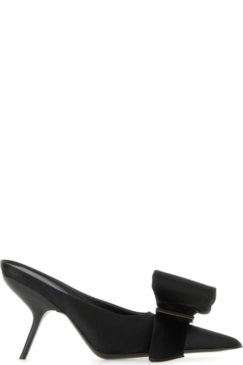 High-Heeled Shoes for Women Ferragamo Black Satin Emii 85 Mules