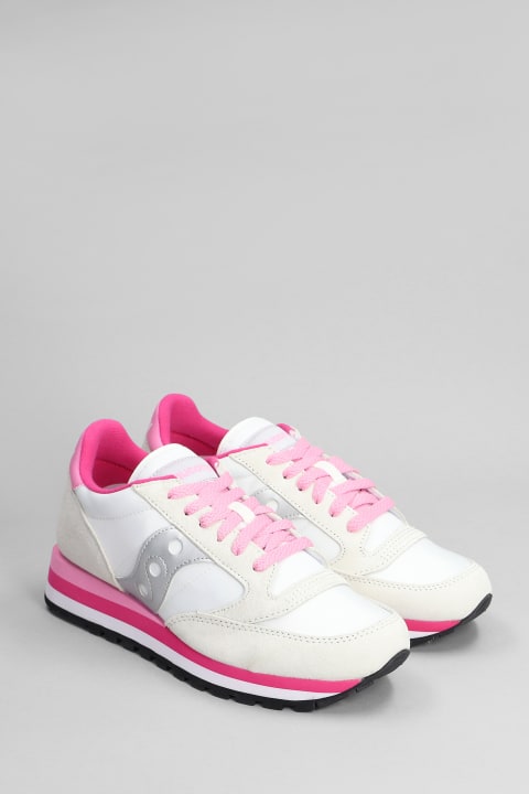Saucony Shoes for Women Saucony Jazz Triple Sneakers In White Suede And Fabric