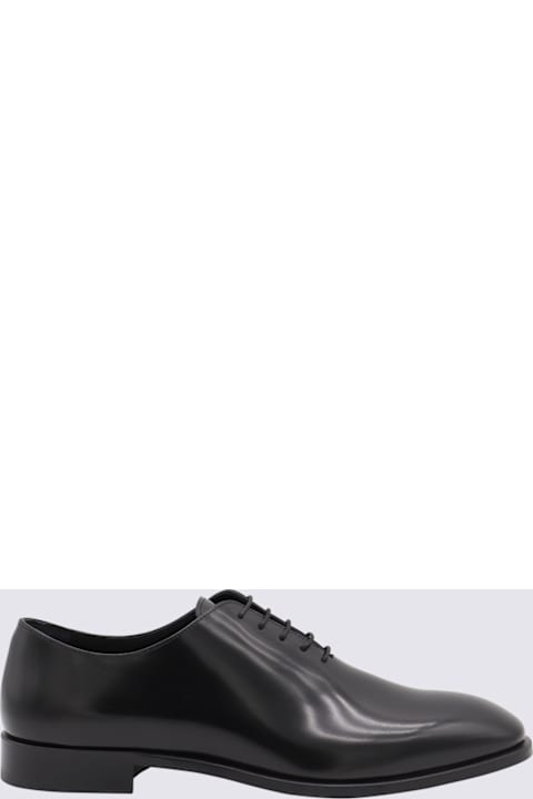 Canali Shoes for Men Canali Black Leather Lace Up Shoes