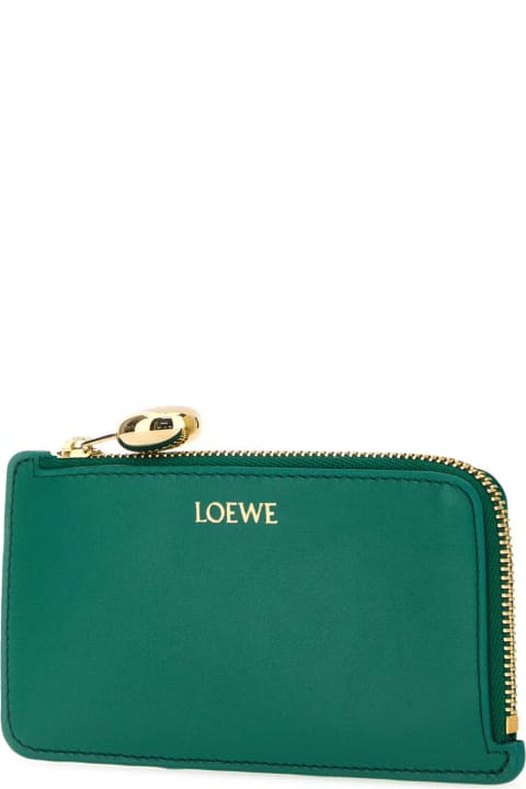 Accessories for Women Loewe Emerald Green Leather Card Holder
