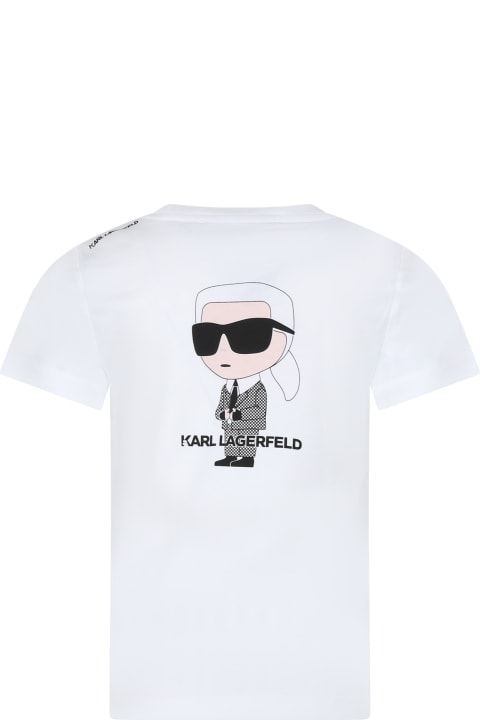 Karl Lagerfeld Kids T-Shirts & Polo Shirts for Boys Karl Lagerfeld Kids White T-shirt For Boy With Karl Print