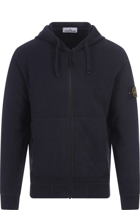 Stone island 2024 zip hoodie blue