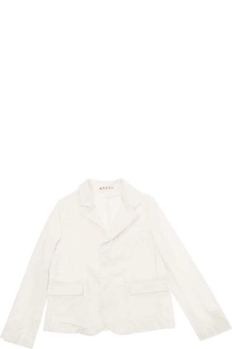 Marni Coats & Jackets for Girls Marni White Single-breasted Jacket With Notched Revers In Stretch Cotton Girl