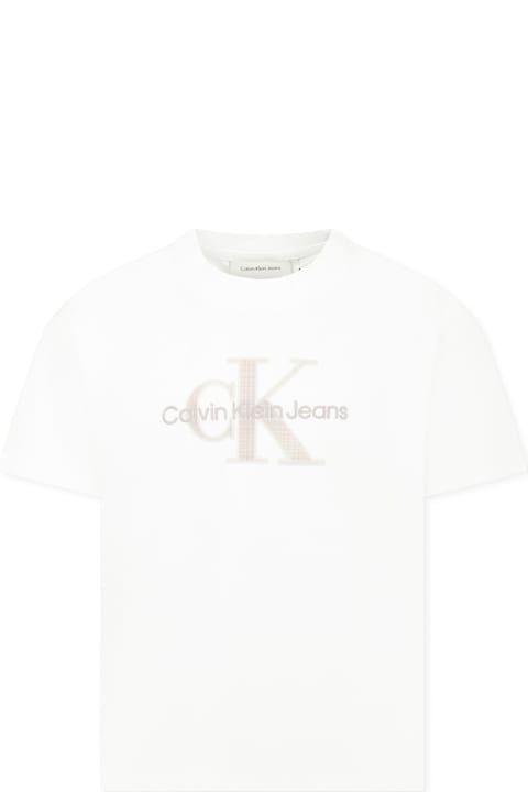 Calvin Klein T-Shirts & Polo Shirts for Girls Calvin Klein White T-shirt For Girl With Logo