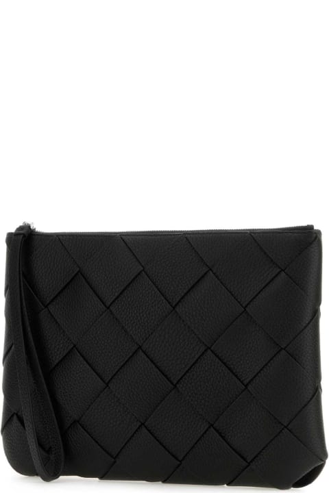 Bags Sale for Men Bottega Veneta Black Leather Large Diago Clutch
