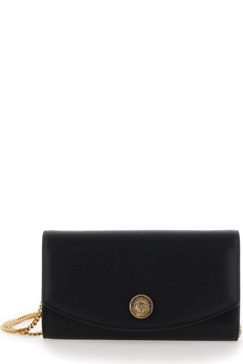 Clutches for Women Balmain 'emblème' Black Clutch With Balmain Coin Detail In Grained Leather Woman