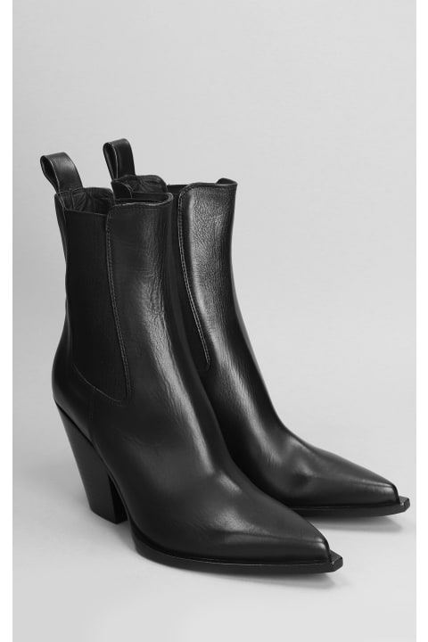 Elena Iachi Shoes for Women Elena Iachi Texan Ankle Boots In Black Leather