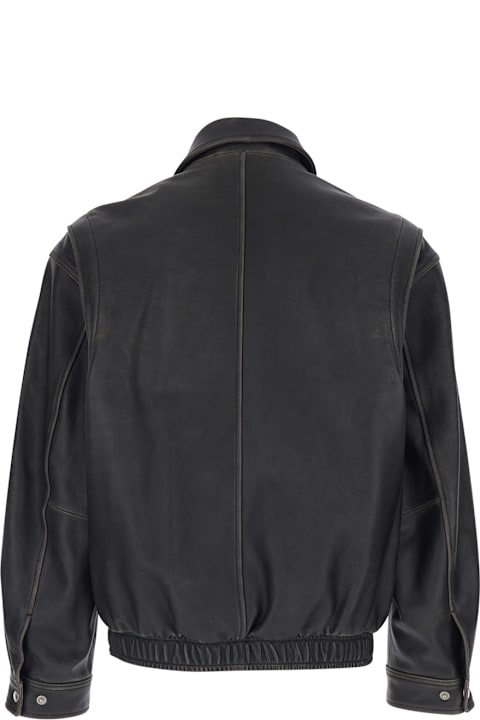Dunst for Kids Dunst Black Jacket With Classic Collar In Leather Man