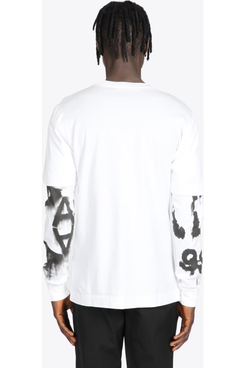 Graphic L/s T-shirt White cotton double sleeves t-shirt with logo - Graphic L/S t-shirt