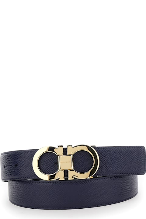 Homeware Ferragamo Black Reversible Belt With Gancini Buckle In Leather Man