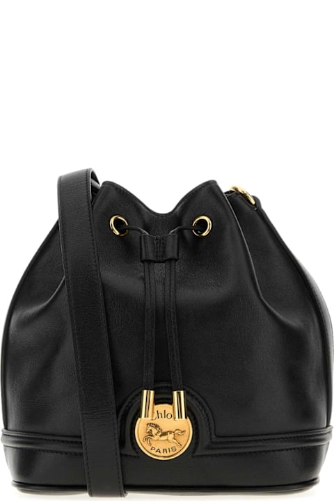 Chloé Black Leather Bucket Bag