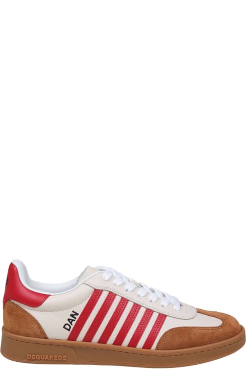 Dsquared2 Sneakers for Men Dsquared2 Boxer Sneakers In White/red Leather And Suede