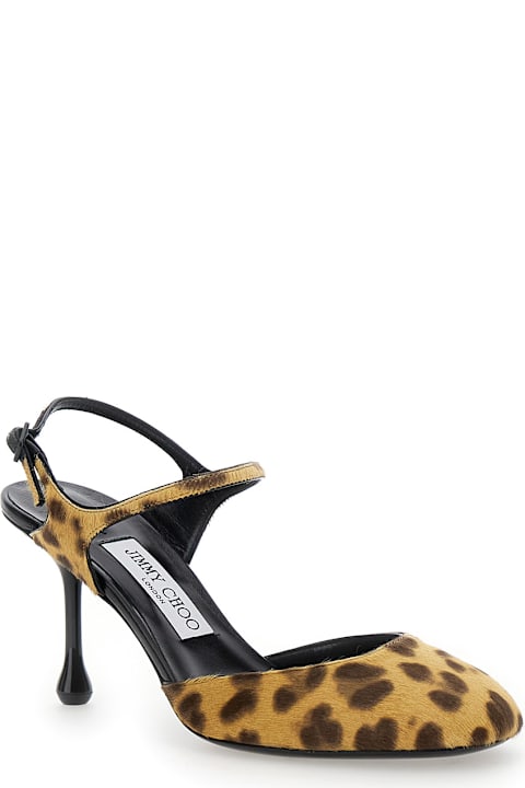 Homeware Jimmy Choo 'pixie' Brown Pumps With High Sculpted Heel And All-over Leopard Print In Tech Fabric Woman