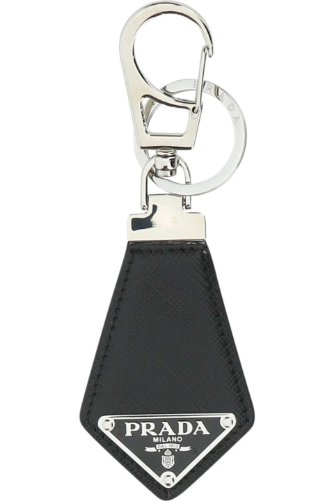 Prada Keyrings for Men Prada Black Leather Key Ring