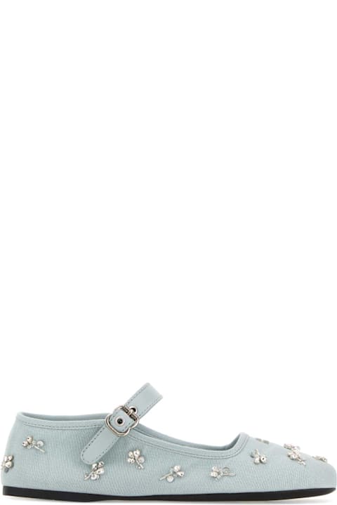 Miu Miu Pastel Light Blue Drill Ballerinas