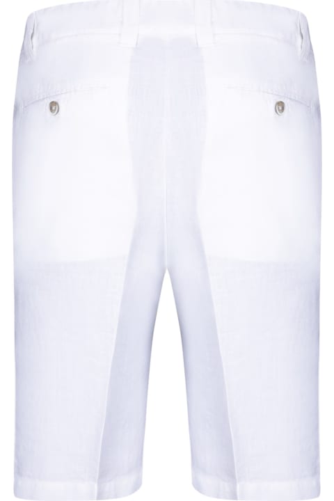 120% Lino Pants for Men 120% Lino White Linen Bermuda Shorts