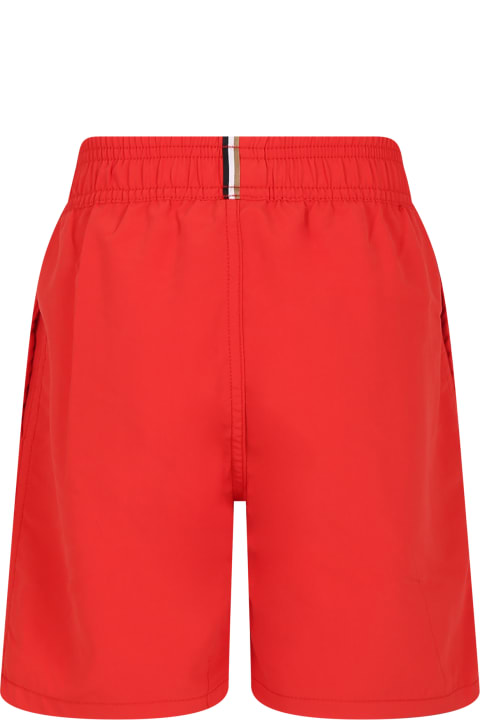 ボーイズ Hugo Bossの水着 Hugo Boss Red Swim Shorts For Boy With Logo
