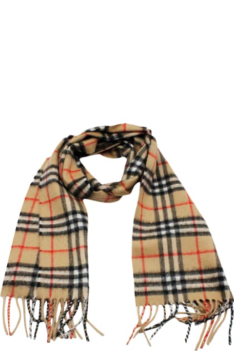 Burberry for Kids Burberry Scarf In Pure And Soft Cashmere With Check Pattern And Fringes At The Hem Measuring 130 X 20