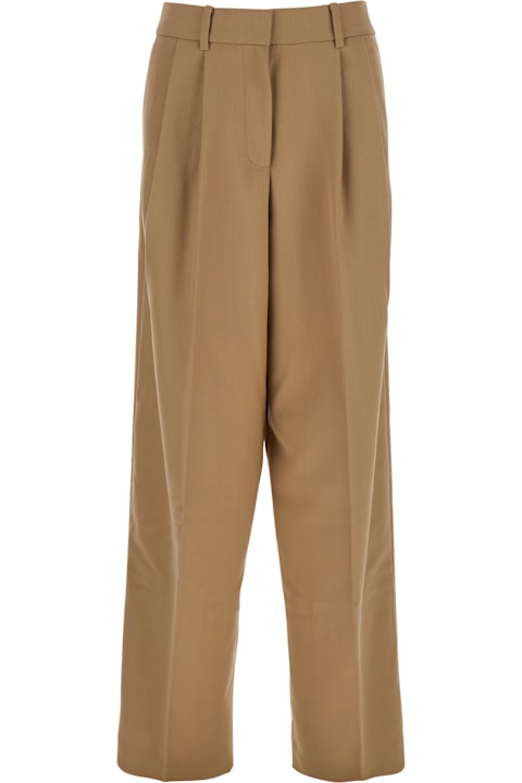 MICHAEL Michael Kors Clothing for Women MICHAEL Michael Kors Beige Tailored Pants With Pleated Details In Virgin Wool Blend Woman